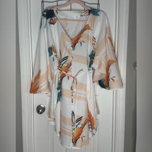 Chic Asymmetrical Women's Dress in Orange and Blue